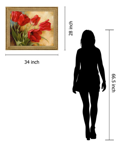 Scarlet Tulip Whirl - 28" x 34" Framed Wall Art
