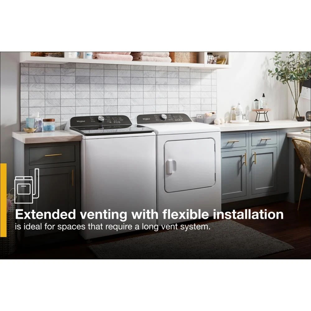 7.0 Cubic Feet Long Vent Electric Moisture Sensing Dryer - White