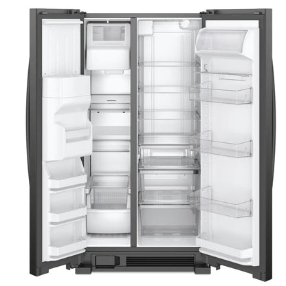 36" Wide Side-By-Side Refrigerator - 25 Cubic Feet - Black