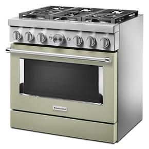 KitchenAid 36'' Smart Commercial-Style Dual Fuel Range With 6 Burners - Avocado Cream