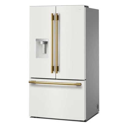 30 Cu. Ft. 36" French Door Refrigerator With Exterior Water And Ice Dispenser And Wood-Look Sliding Tray - Porcelain White
