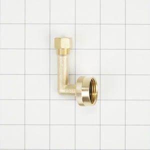 Dishwasher Brass Gooseneck Fitting With Washer, 3/4" Nh X 3/8" Compression Fitting