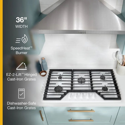 36" Gas Cooktop With Ez-2-Lift Hinged Cast-Iron Grates - White