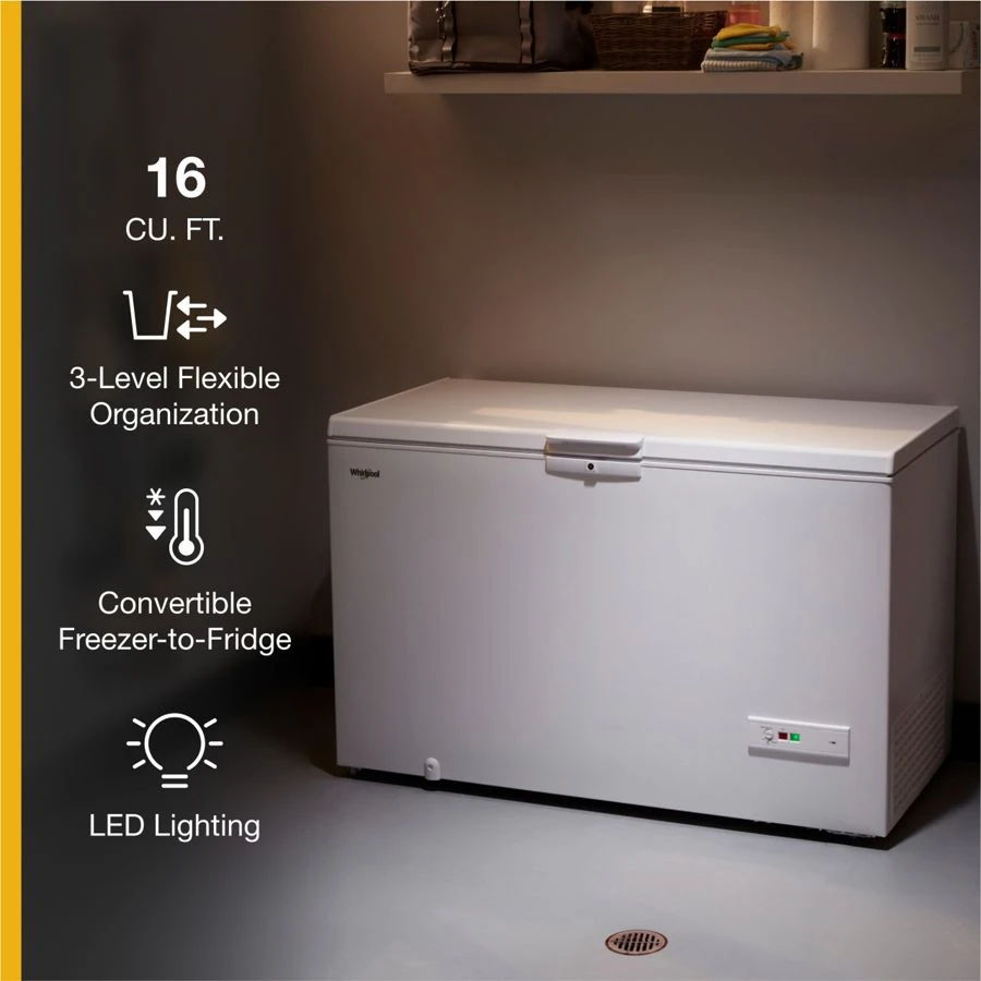 16 Cubic Feet Convertible Chest Freezer With 3 Storage Levels