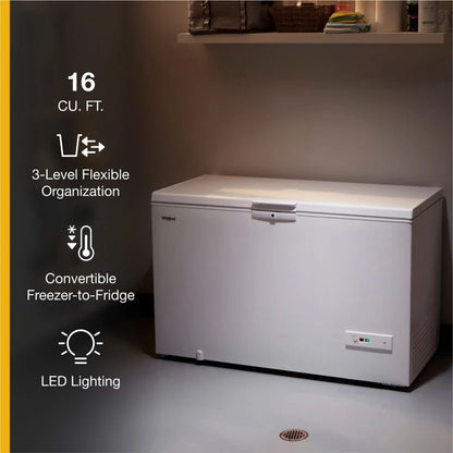 16 Cubic Feet Convertible Chest Freezer With 3 Storage Levels