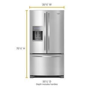 36" Wide French Door Refrigerator - 25 Cubic Feet - Fingerprint Resistant Stainless Steel