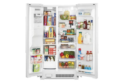 36" Wide Side-By-Side Refrigerator With Exterior Ice And Water Dispenser - 25 Cubic Feet - White