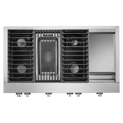 Noir 48" Gas Professional-Style Rangetop With Chrome-Infused Griddle And Grill