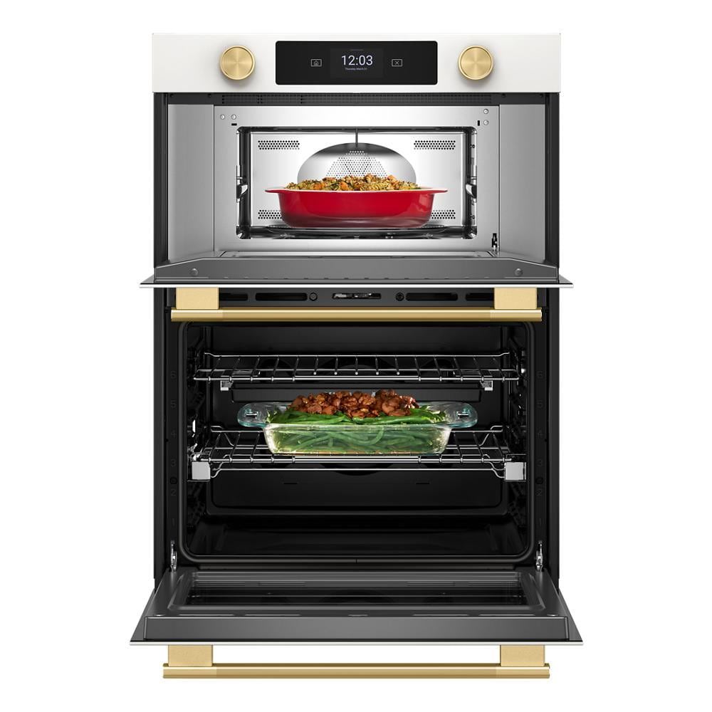 30" Smart Electric Combo Wall Oven With Assisted Cooking Modes - Porcelain White