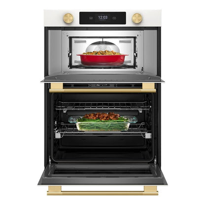 30" Smart Electric Combo Wall Oven With Assisted Cooking Modes - Porcelain White