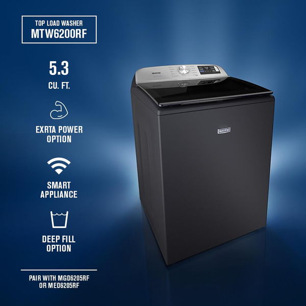 5.3 Cu. Ft. Top Load Impeller Washer With Extra Power And Smart Appliance - Midnight Steel