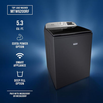 5.3 Cu. Ft. Top Load Impeller Washer With Extra Power And Smart Appliance - Midnight Steel