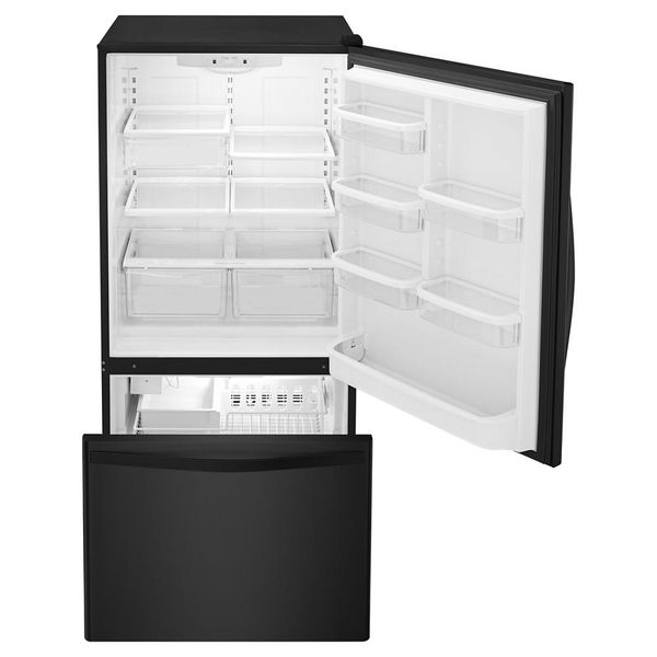 30" Wide Bottom-Freezer Refrigerator With Spillguard Glass Shelves - 18.7 Cu. Ft. - Black-On-Black