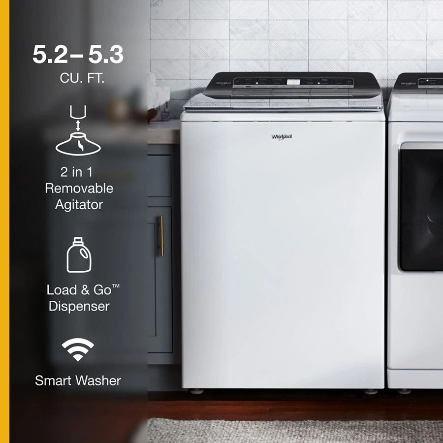 5.2 - 5.3 Cubic Feet Top Load Washer With 2 In 1 Removable Agitator