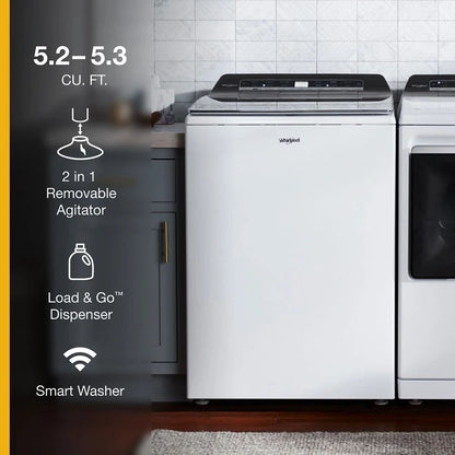 5.2 - 5.3 Cubic Feet Top Load Washer With 2 In 1 Removable Agitator