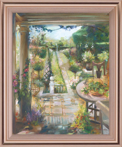 Sunlit Garden Retreat - 34" x 28" Framed Wall Art
