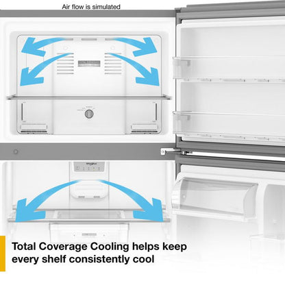 Whirlpool 30" Wide Top Freezer Refrigerator With Total Coverage Cooling, 19 Cu. Ft., Reversible doors - Fingerprint-Resistant Stainless Finish