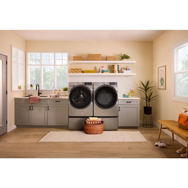 7.4 Cu. Ft. Smart Front Load Energy Star Gas Dryer With Wrinkle Shield Option - Volcano Black