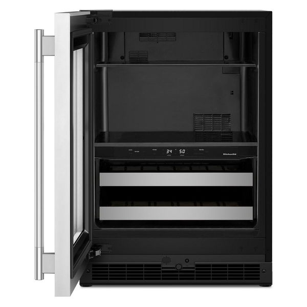 24" Beverage Center With Glass Door And Metal-Front Racks, Backlit Touch Controls