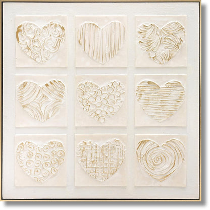Ivory Embossed Hearts - 32" x 32" Framed Wall Art