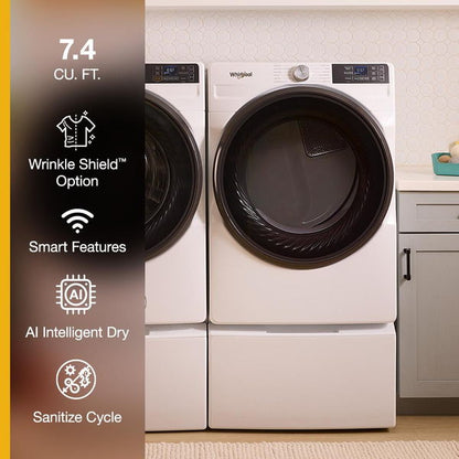 7.4 Cu. Ft. Smart Front Load Energy Star Electric Dryer With Wrinkle Shield Option - White