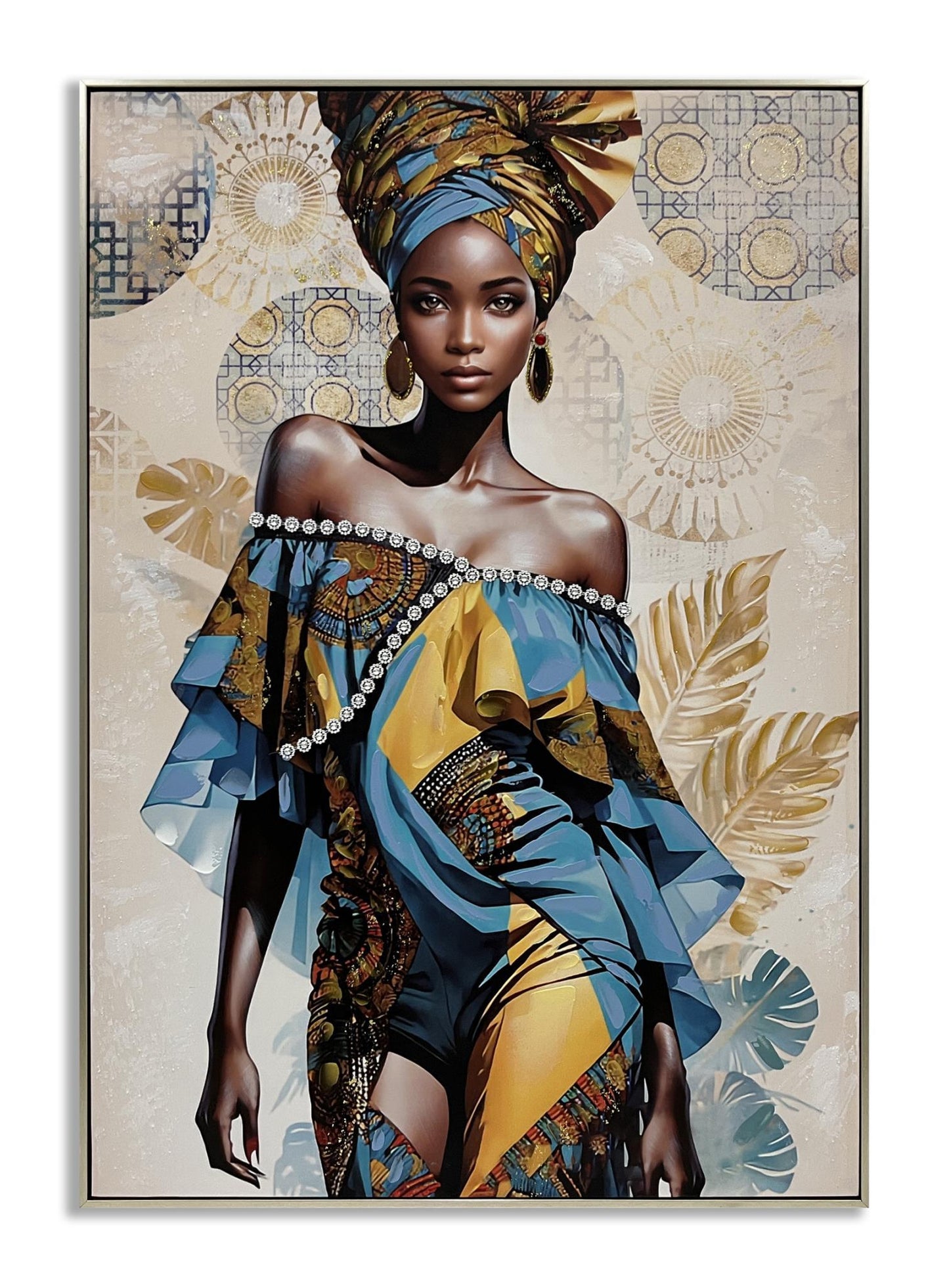 Regal Azure Radiance - 28" x 40" Framed Wall Art