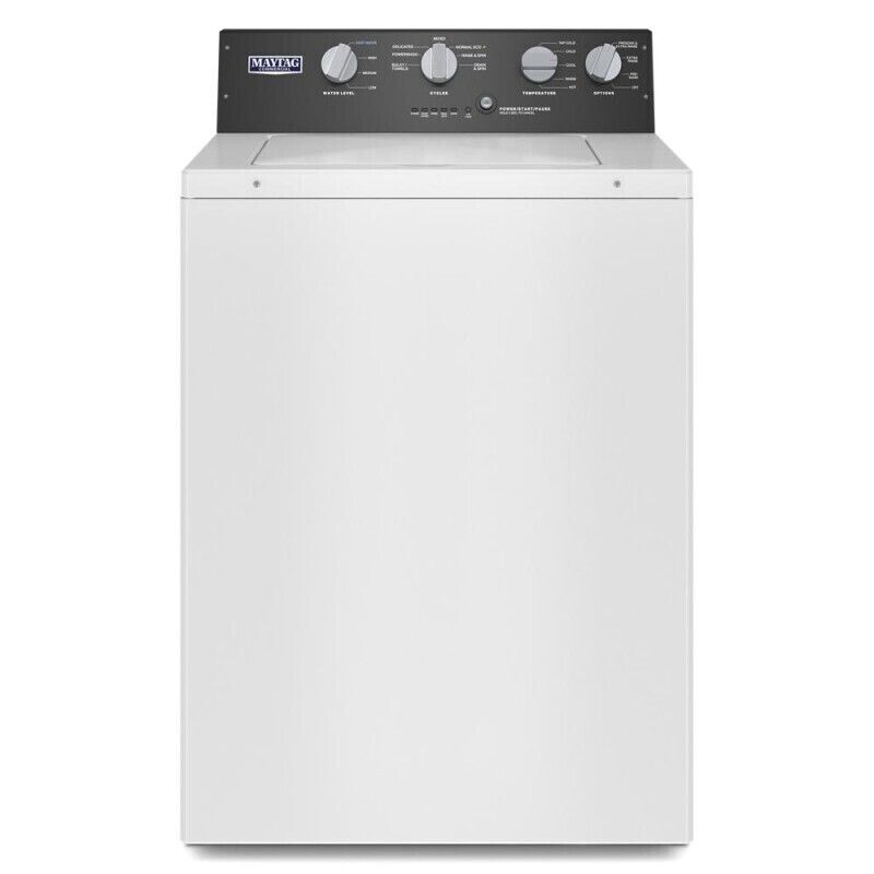 Commercial-Grade Residential Agitator Washer, 3.5 Cubic Feet, Spin Fill - White