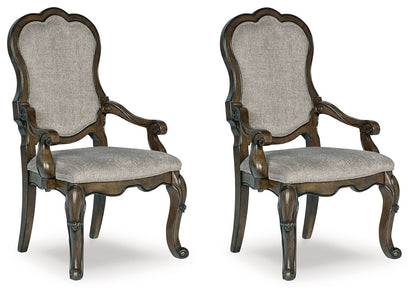 Maylee - Dining Upholstered Arm Chair (Set of 2) - Dark Brown