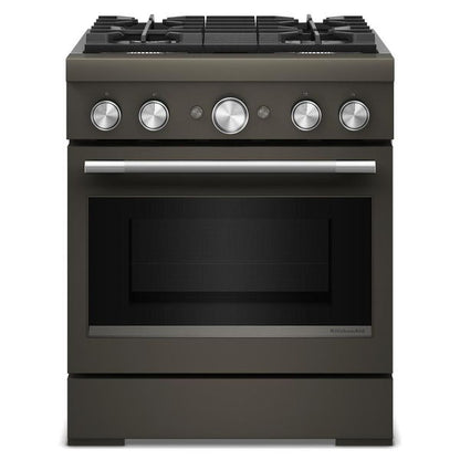 30" 4 Burner Commercial-Style Dual Fuel Range With No Preheat Air Fry Mode - Black Ore