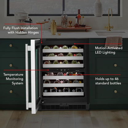 24" Undercounter Wine Cellar With Full-Extension Metal-Front Racks