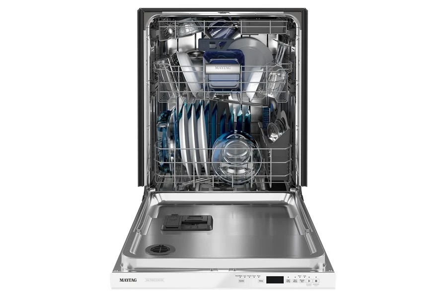 Front Control Dishwasher With Third Level Rack And Dual Power Filtration - White