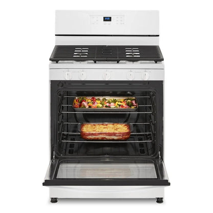 5.1 Cubic Feet Freestanding Gas Range With Edge to Edge Cooktop - White