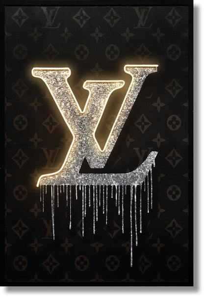 Gilded Drip Monogram - 33" x 48" Framed Wall Art