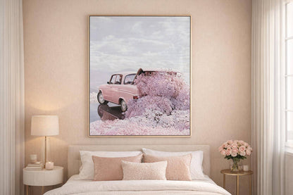 Blush Getaway Gloss Canvas In Frame - Pink / White