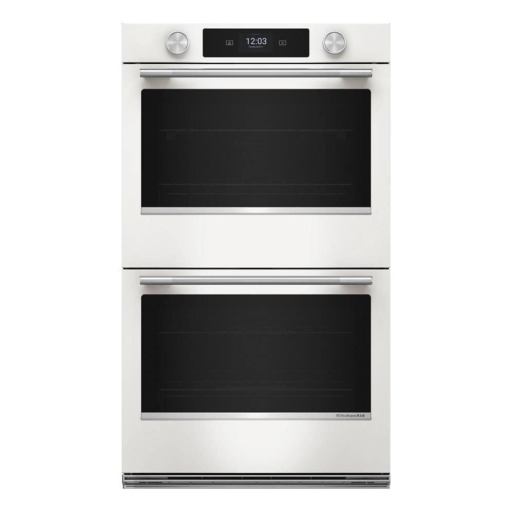 30" Smart Electric Double Wall Oven With Assisted Cooking Modes - Porcelain White