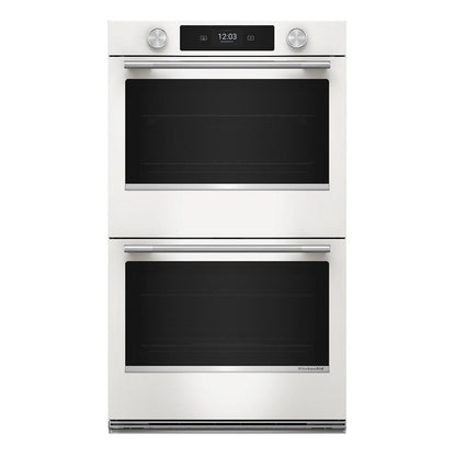 30" Smart Electric Double Wall Oven With Assisted Cooking Modes - Porcelain White