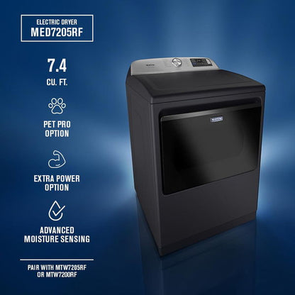 7.4 Cu. Ft. Pet Pro Top Load Electric Dryer With Extra Power And Sanitize Cycle - Midnight Steel