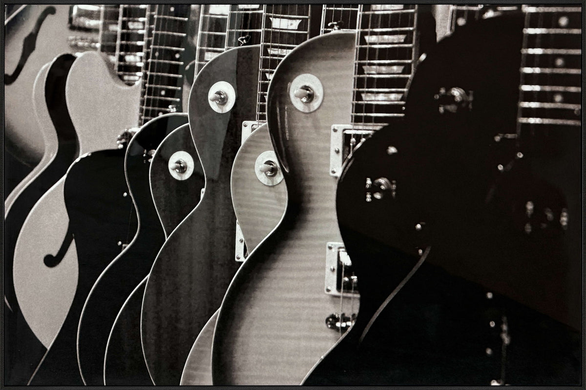Six String Ensemble - 48 X 32 - High Gloss Canvas In Frame - Black