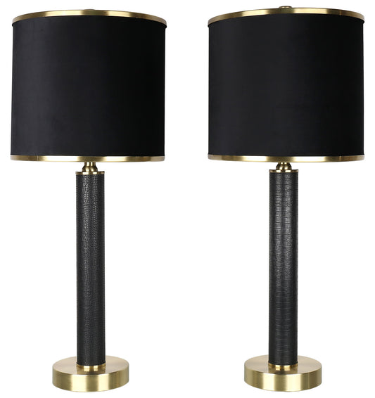 Midnight Regent - 27 X 11 - Pu Leather Table Lamp (Set of 2) - Black Pu Gator Leather