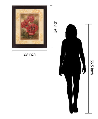 Crimson Poppies Trio - 28" x 34" Framed Wall Art