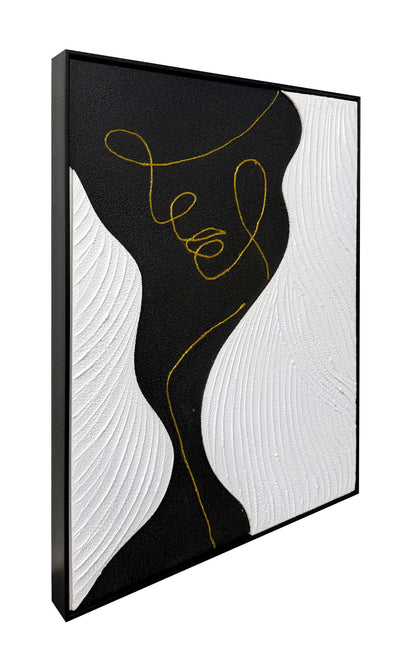 Contour Muse I Hand-Painted Canvas In Frame - Black / White