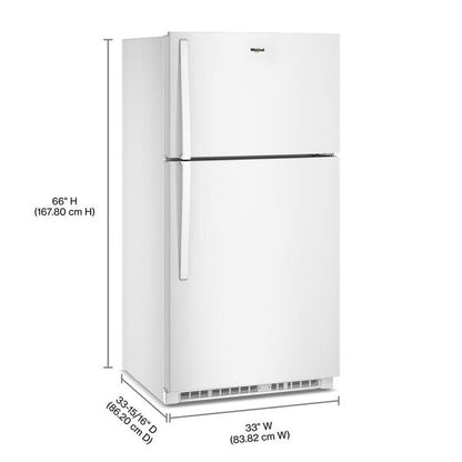 Whirlpool 32.8" Wide Top Freezer Refrigerator With Total Coverage Cooling, 21.3 Cu. Ft., Electronic Temperature Controls - White
