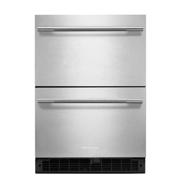 24" Stainless Steel Undercounter Double-Drawer Refrigerator, Backlit Touch Controls