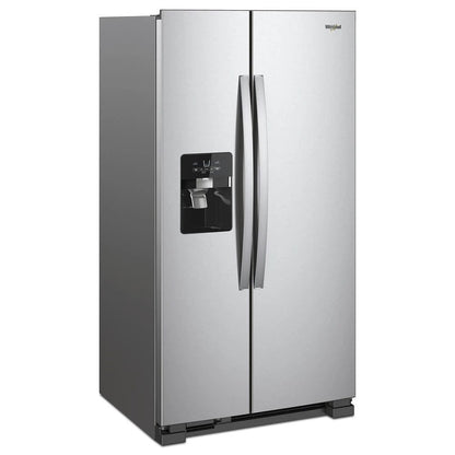 36" Wide Side-By-Side Refrigerator, 25 Cubic Feet, Frameless Glass Shelves - Fingerprint-Resistant Stainless Finish
