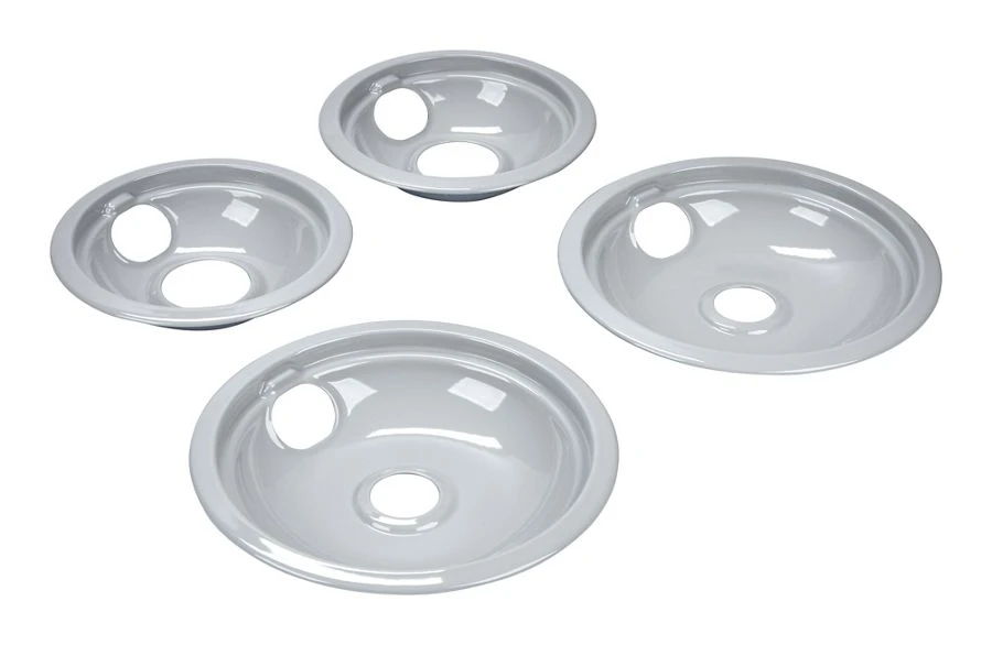 Round Electric Range Burner Drip Bowls - Pearl Silver
