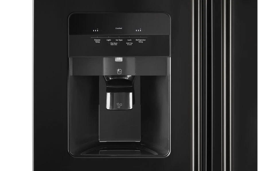 36" Wide Side-By-Side Refrigerator With Exterior Ice And Water Dispenser - 25 Cubic Feet - Black