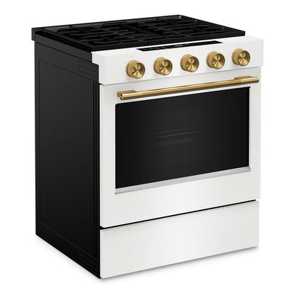 5.0 Cu. Ft. Smart Slide-In Gas Range With Convection Cooking Modes And 2-In-1 Burner - Porcelain White