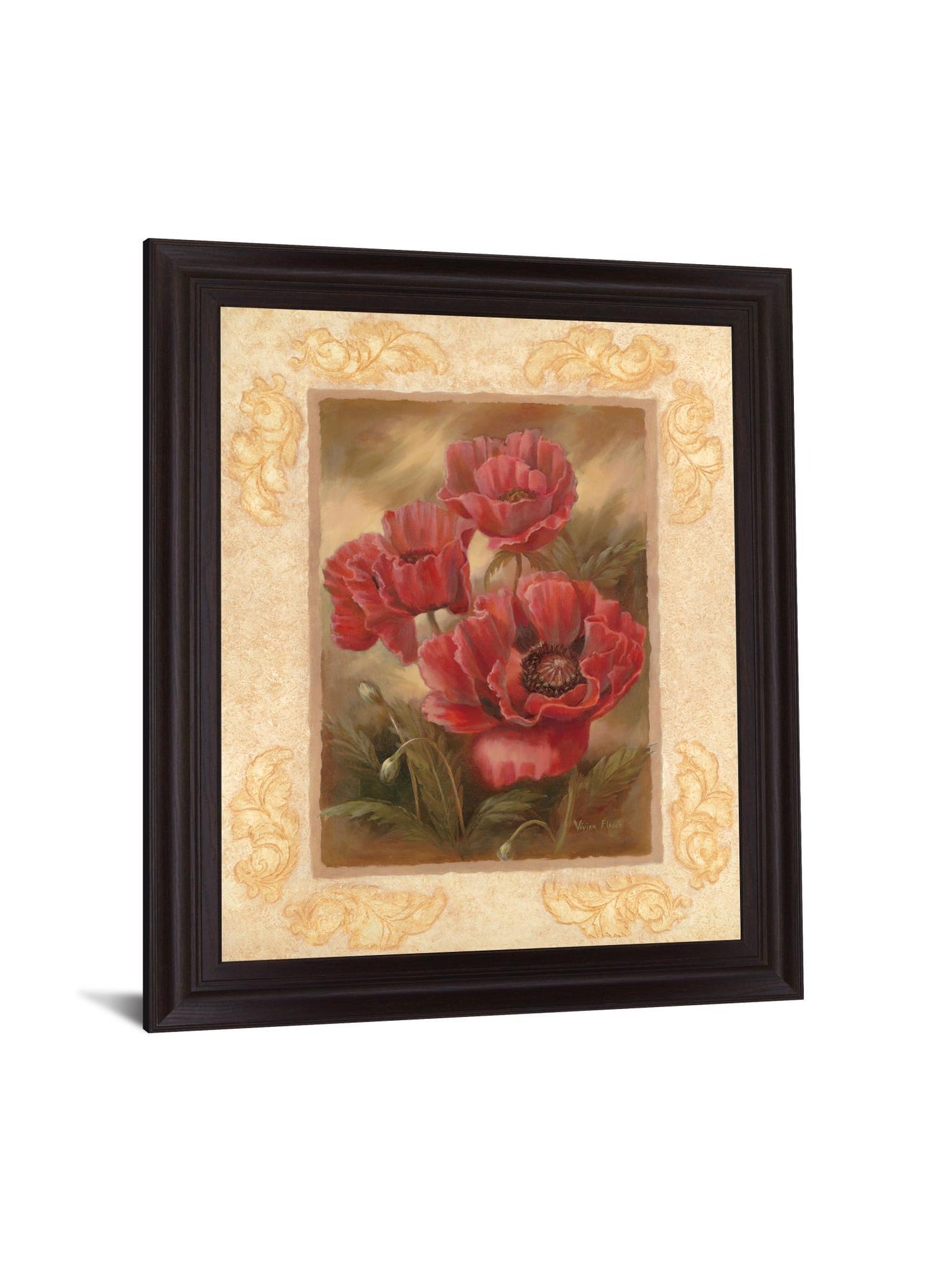 Crimson Poppies Trio - 28" x 34" Framed Wall Art