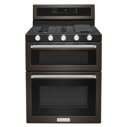 30" 5 Burner Gas Double Oven Convection Range - Black Stainless Steel With PrintShield Finish