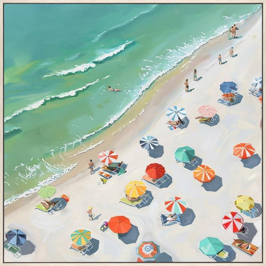 Sunlit Seaside Escape - 48" x 48" Framed Wall Art